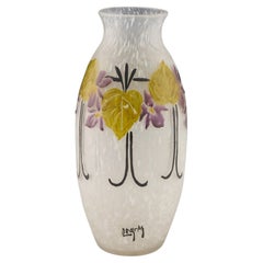 Signed Legras Art Deco Glass Vase c1930