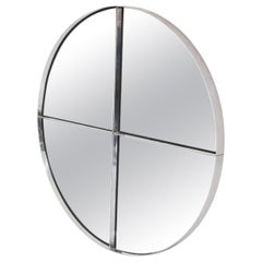 Large Steel Metal Round Mirror by Vittorio Introini for Saporiti. Italy, 1970s