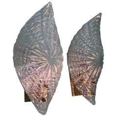 Pair of shell shaped 1980s Murano glass wall lights 