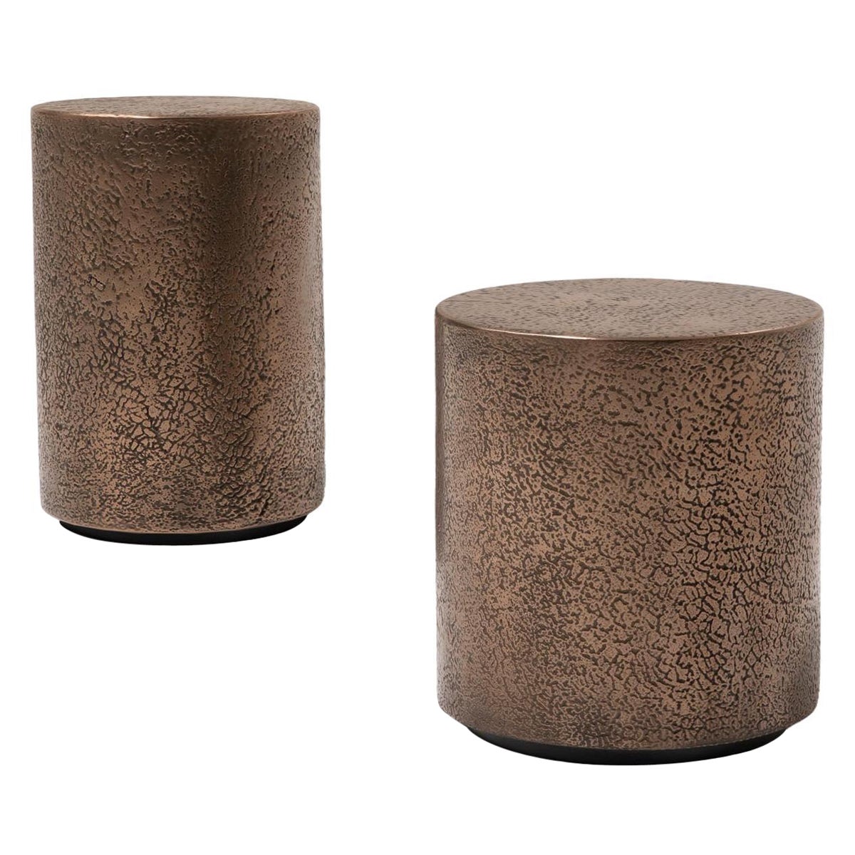 Corallo, Table basse en métal liquide bronze avec surface gaufrée. en vente