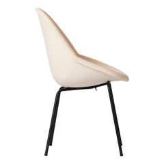 Black Enamel Steel & Lelievre Off White Boucle Chair by Dangles & Defrance