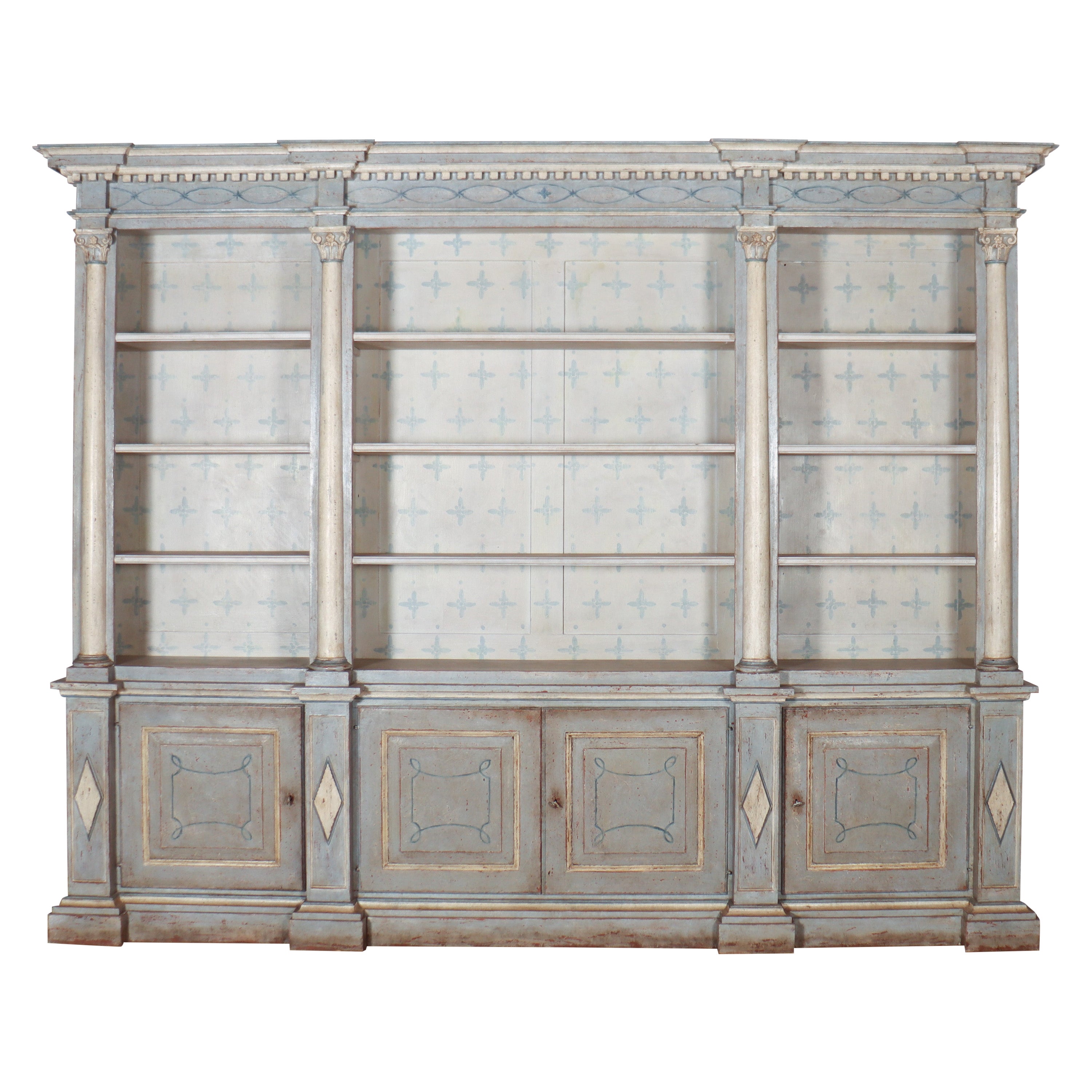 Italian Painted Library Bookcase For Sale