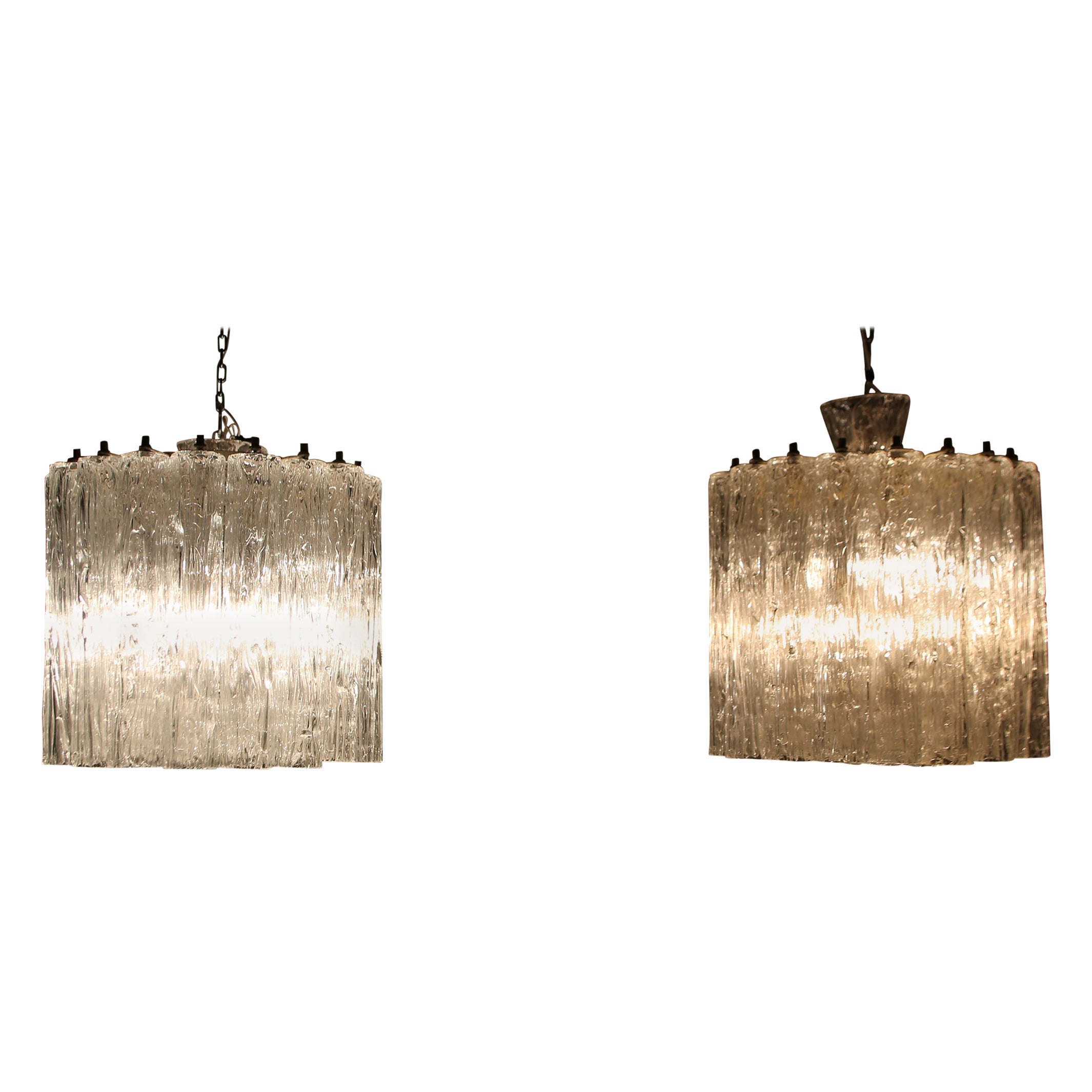 TONI SUGAR. Pair of Venini chandeliers model "CORTECCIA"