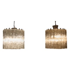 Retro TONI SUGAR. Pair of Venini chandeliers model "CORTECCIA"