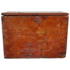 Antique Primitive Wooden Red Painted Folk Art Keepsake Letter Box 11"