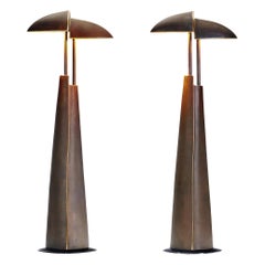 Vintage Solid Cast Brass "Ara" Table Lamps by Mies & van Gessel, The Netherlands 1990s
