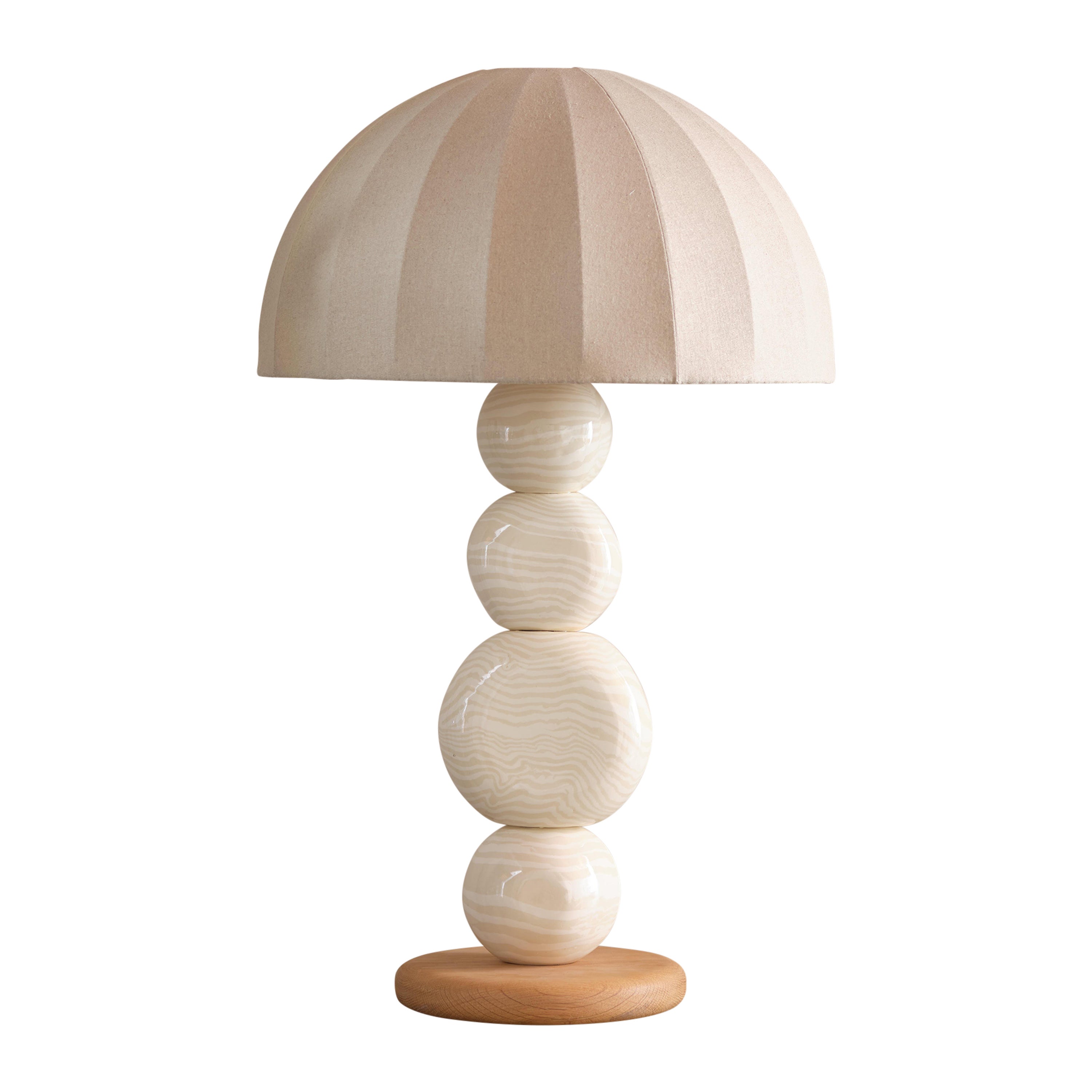 Henry Holland Studio Handmade Oatmeal and White Ceramic Sphere Table Lamp For Sale