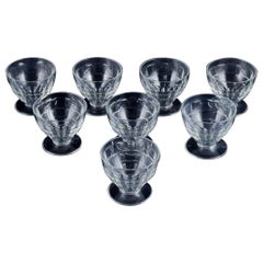 Baccarat, France, set of eight "Charmes" Art Deco red wine glasses.