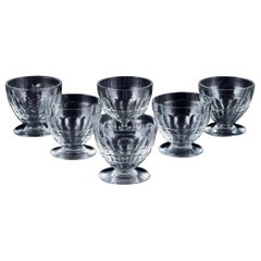 Baccarat, France, six "Charmes" Art Deco white wine glasses in crystal glass