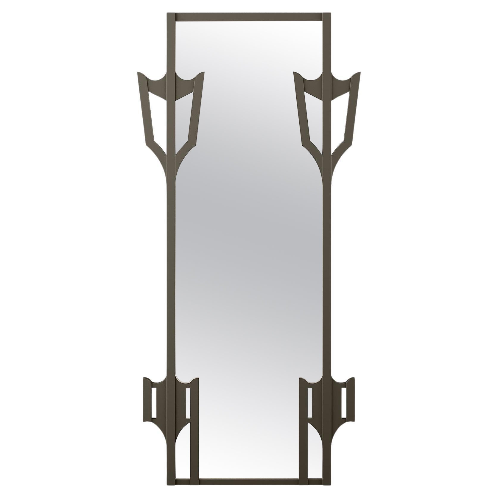 Miroir de sol rectangulaire contemporain Laqué gris mousse mat en vente