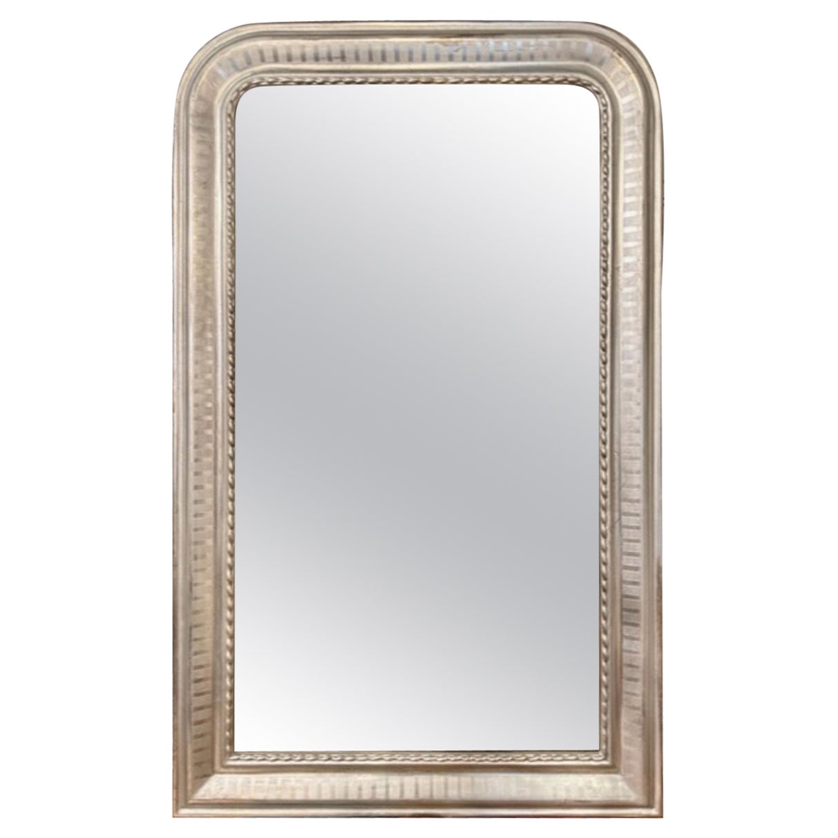 French Louis Philippe Silver Mirrors Pattern with Line Pattern