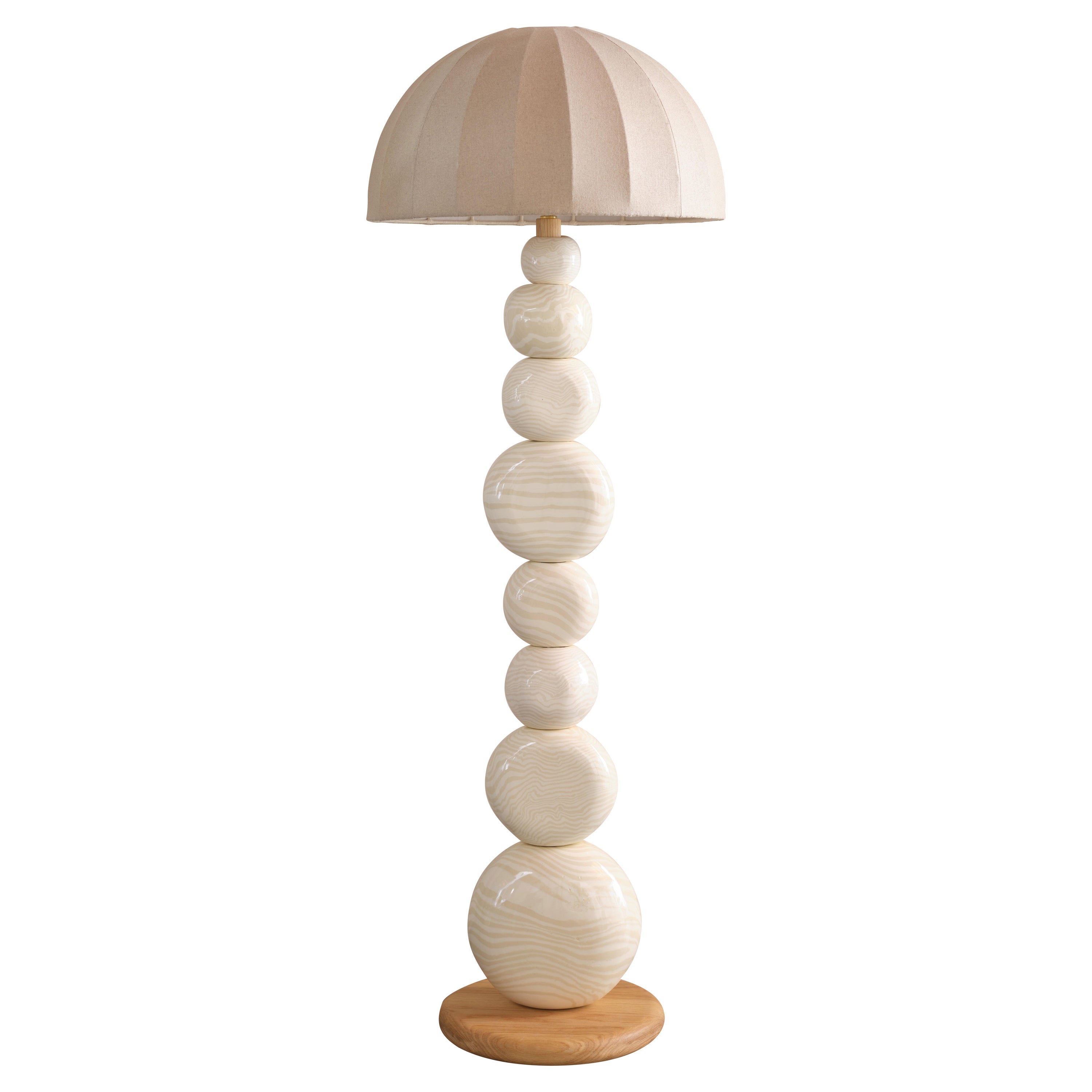 Henry Holland Studio Handmade Oatmeal and White Ceramic Sphere Floor Lamp
