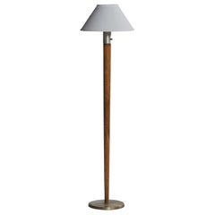 Vintage Kurt Versen, Floor Lamp, Oak, Steel, Fabric, USA, 1940s