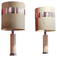 Used Pair of Italian travertine lamps by ce va study Firenze, 1970s