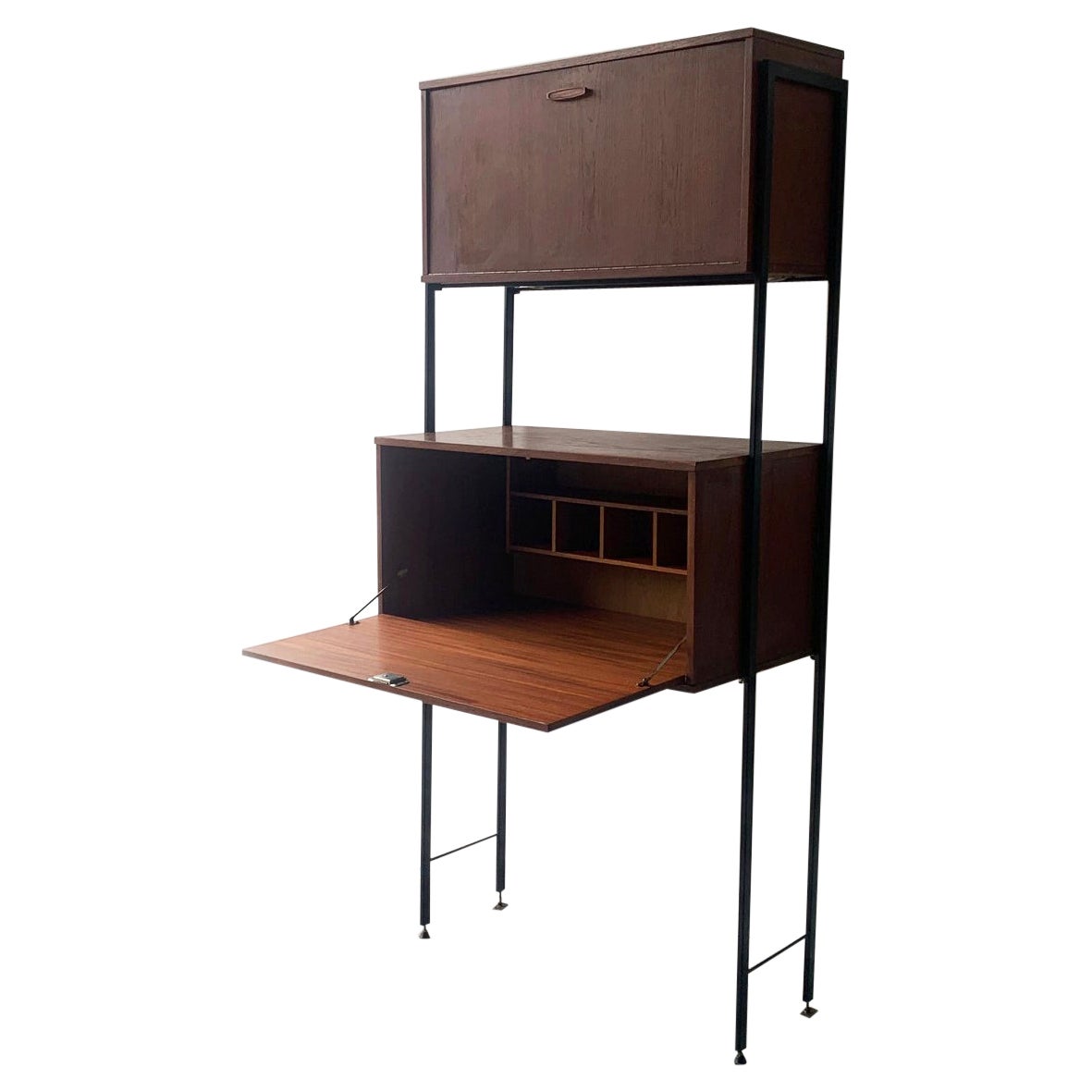 1960’s mid century teak wall unit with desk unit by Avalon For Sale