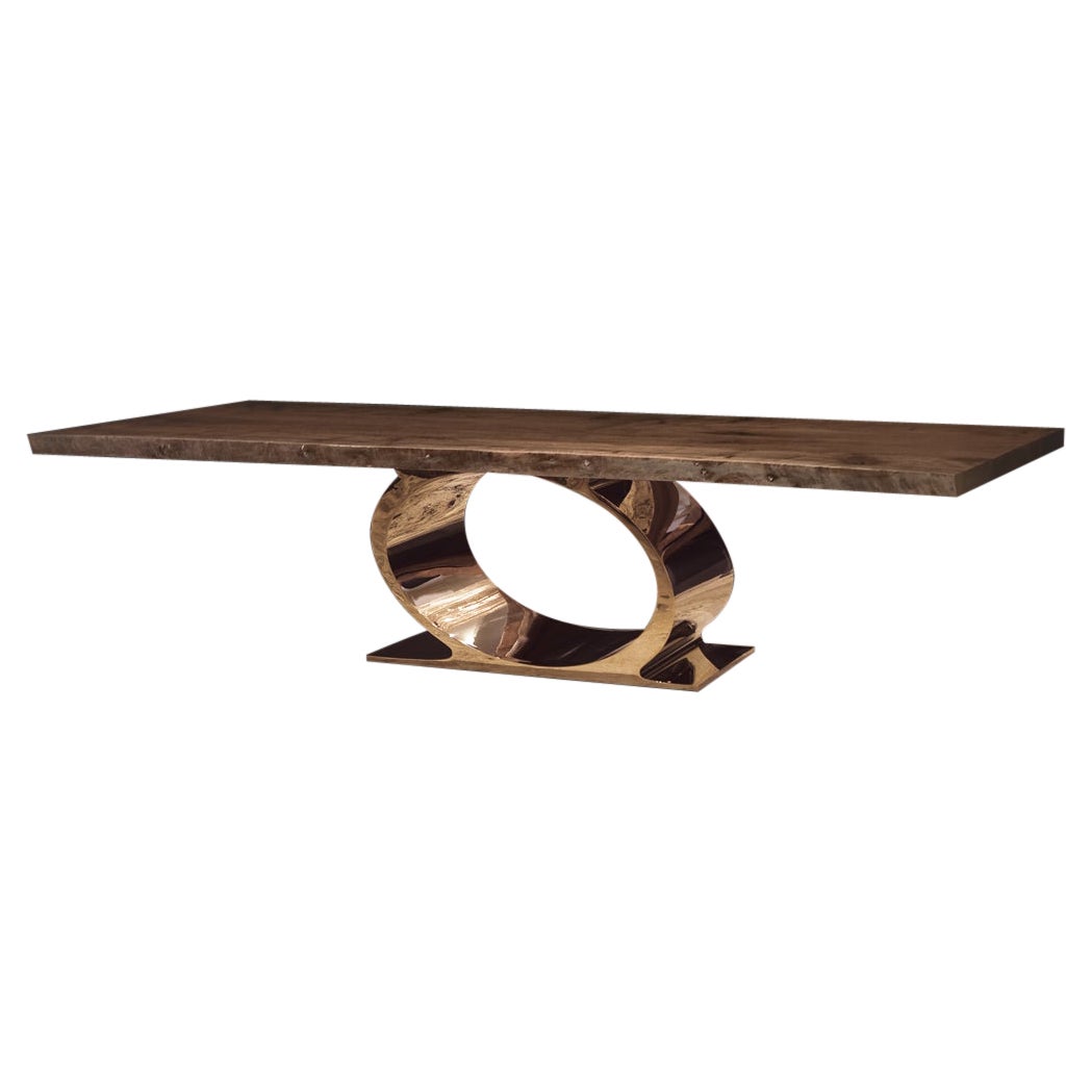 O Base Table Walnut Top with Bronze Base