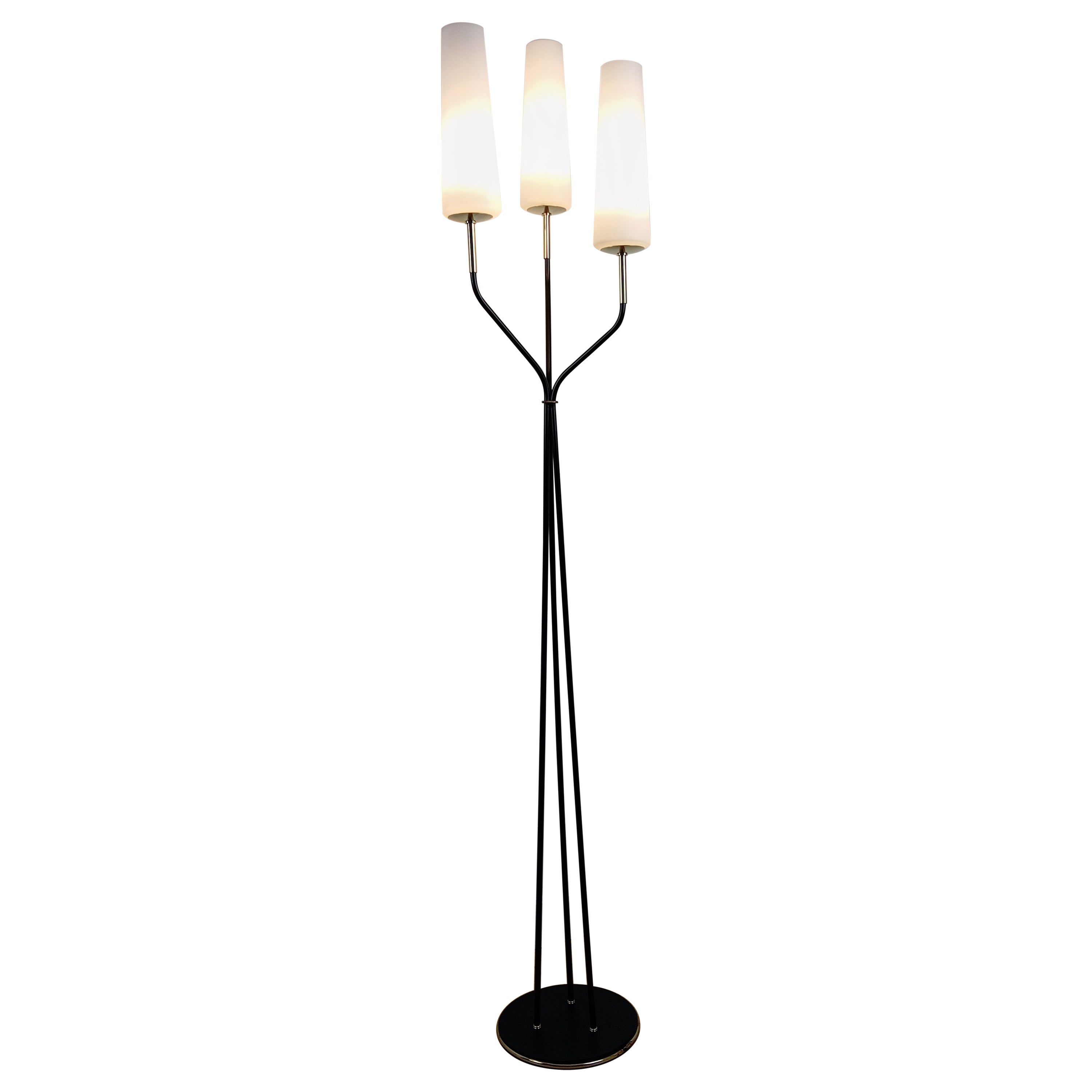 Floor lamp with 3 light arms, Maison Lunel circa 1950 For Sale
