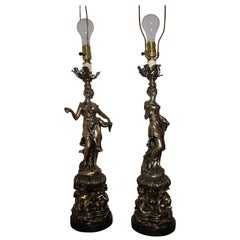 Pair of 1930s Art Noveau Lady Lamps