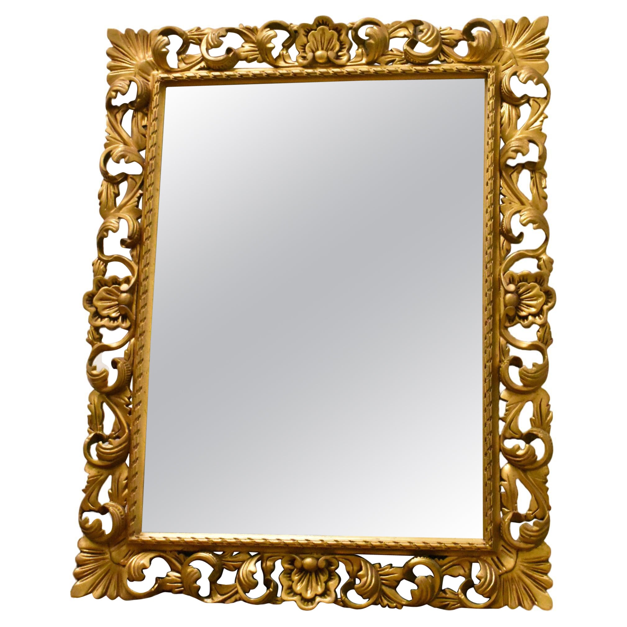 Large Florentine Style Giltwood Wall Mirror For Sale