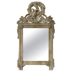 19th Century French Louis XVI Style Carved and Painted Petite Mirror