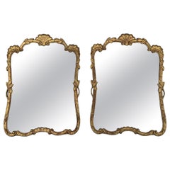 A Pair Of Unusual Gilt Wood Mirrors Ca' 1930's