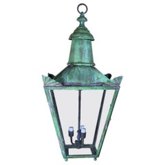 Large Retro  Four-Sides Hanging Brass Lantern