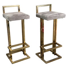 Pair of Belgo Chrom gold-plated bar stools - 1980's