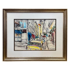 Original Signed Robert Tierman 1967 Paris Street Scene Painting 
