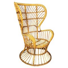 Armchair Bamboo Rattan Gio Ponti Lio Carminati for Bonacina Midcentury 1950s