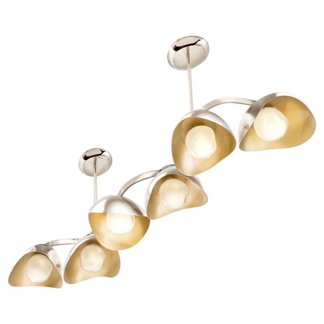 Serpente Ceiling Light by Gaspare Asaro- Polished Nickel and Satin Brass Finish For Sale