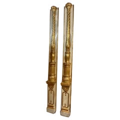 Antique Pair of 19th Century Italian Carved and Parcel Gilt Columns