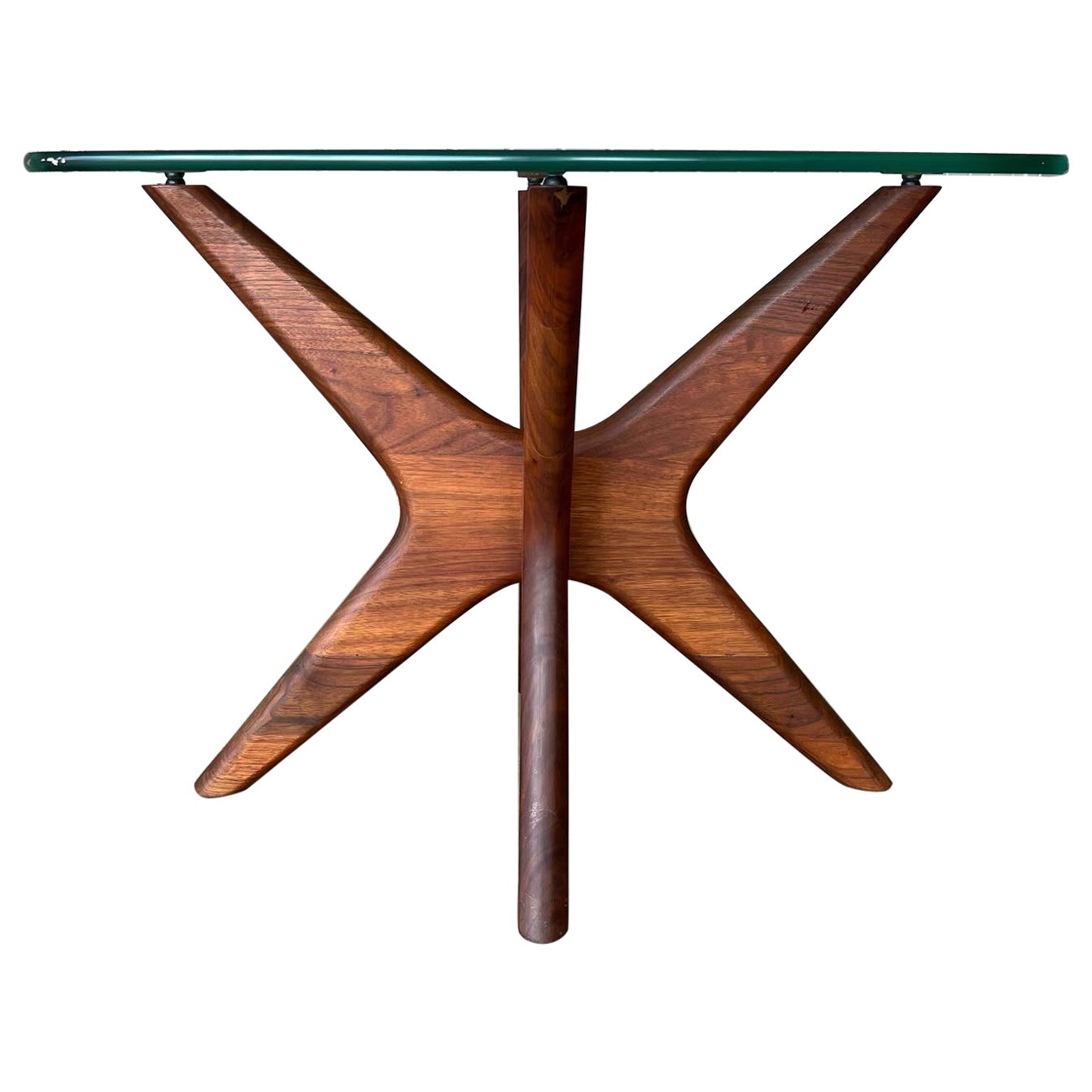 Adrian Pearsall for Craft Associates sculptural walnut and glass end table For Sale