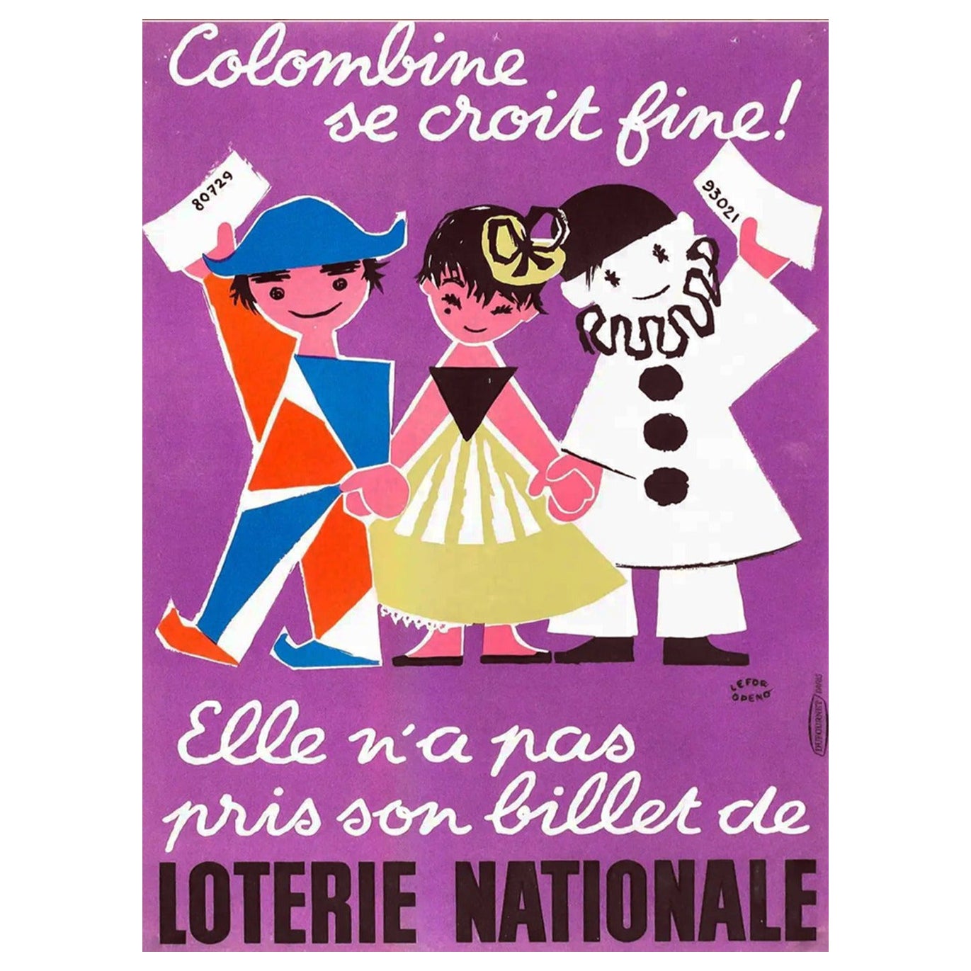 1957 Loterie Nationale 1957 Original Vintage Poster im Angebot