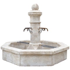 Used Large Carved Limestone Village Center Fountain from the South of France, 101 in.