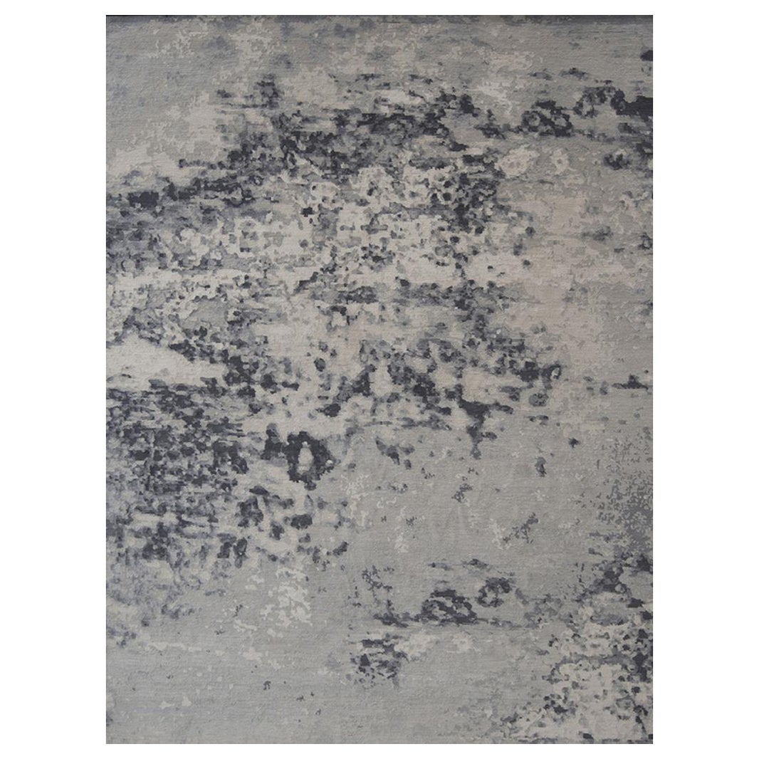 "West Berlin - Cream & Gray" /  9' x 12' / Hand-Knotted Wool Rug For Sale