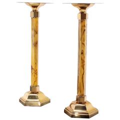 Pair of Large Oversize Vintage Bakelite and Brass Candlesticks 22" H