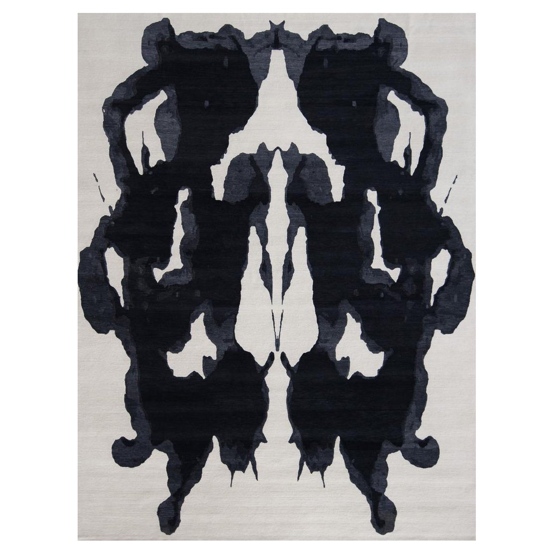 "Inkblot #1 - Black & White" /  8' x 10' / Hand-Knotted Wool Rug