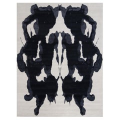 "Inkblot #1 - Black & White" /  8' x 10' / Hand-Knotted Wool Rug