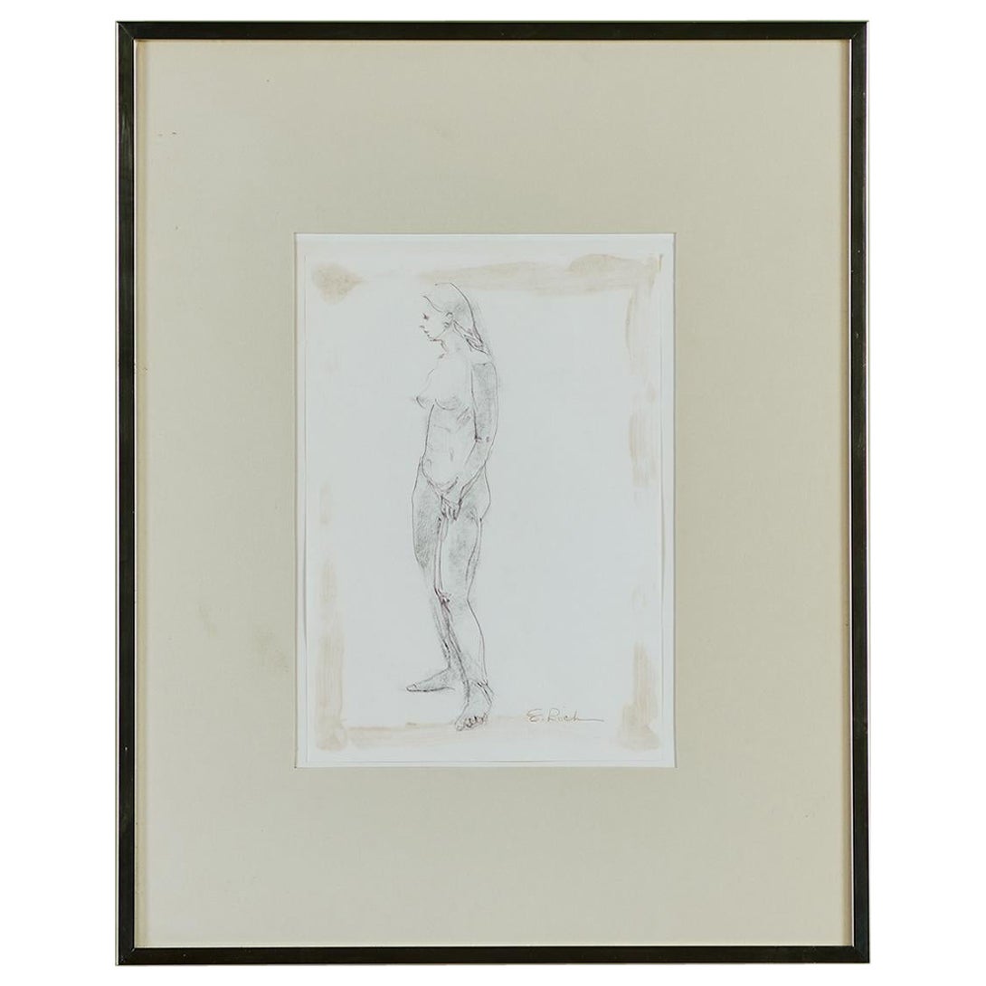 E. Rich Nude Figure Pencil Sketch