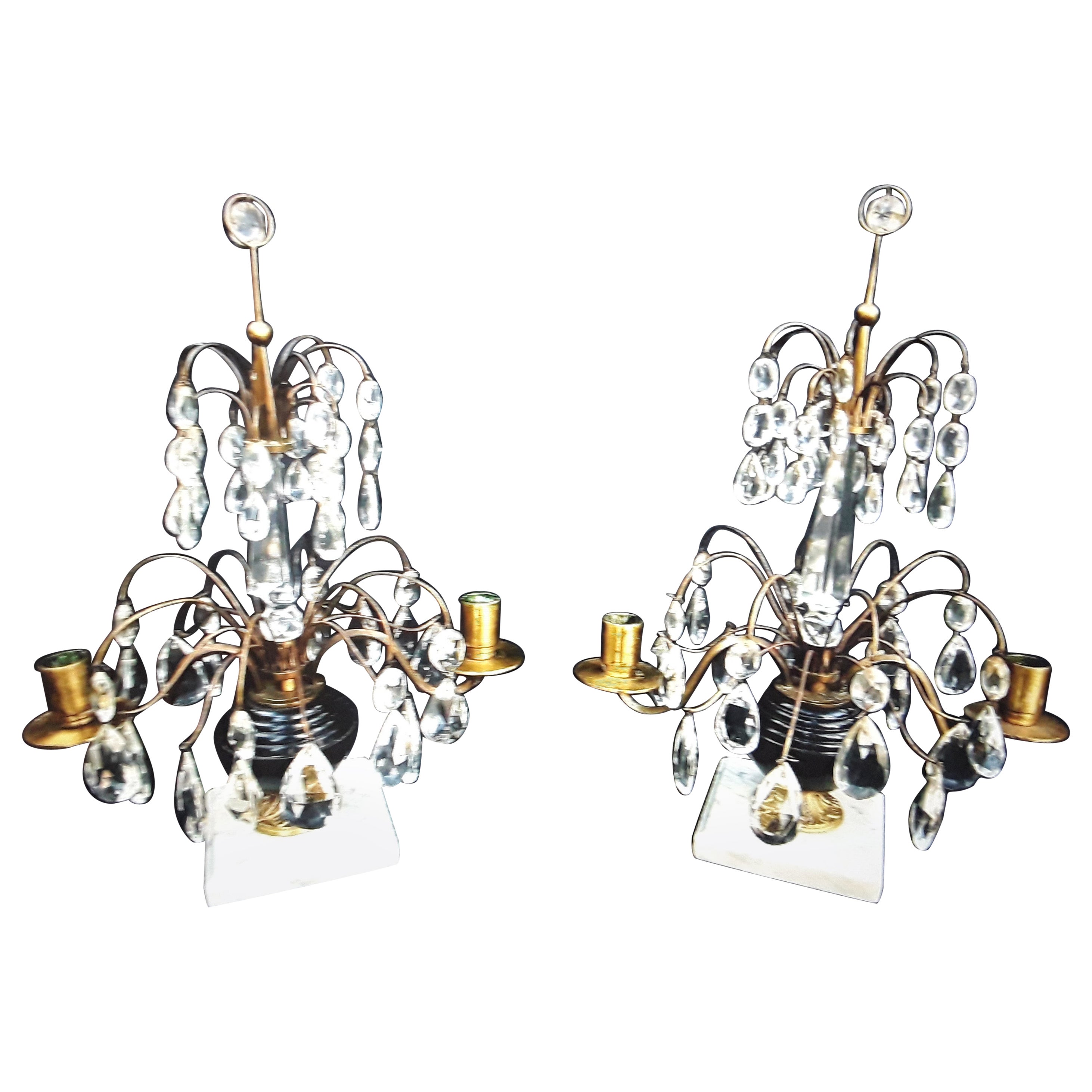 Coppia di candelabri dell'inizio del XIX secolo in stile neoclassico baltico con ormeggio e vetro di cobalto