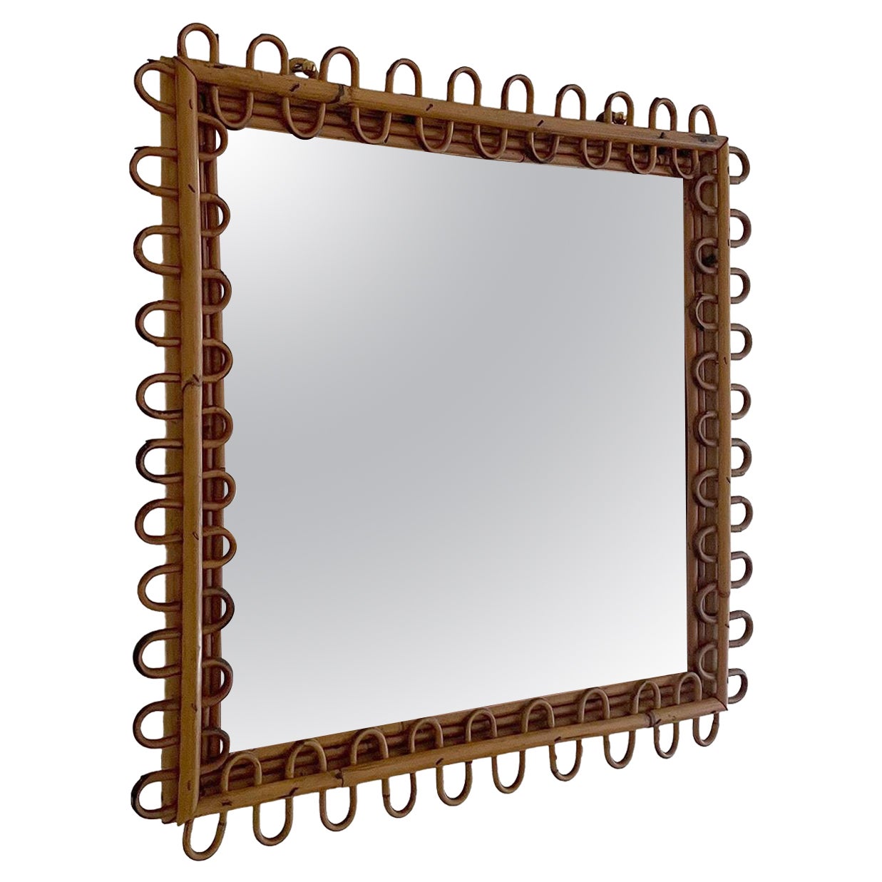 Italian Looped Rattan Square Mirror