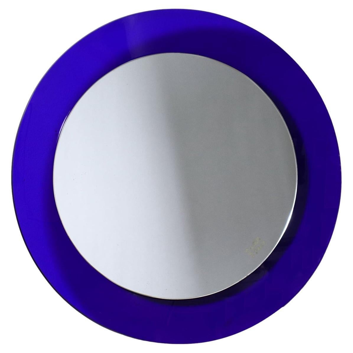 1960s mirror, in blue glass