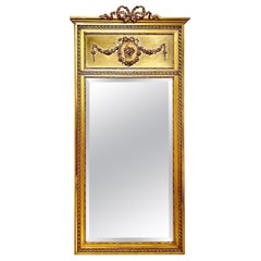  19th Century Louis XVI Trumeau Gilded Mirror with Mischievous Cherubs Design