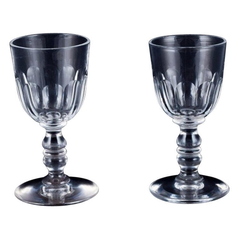 Holmegaard, Denmark. Two faceted-cut "Paul" port wine glasses. For Sale