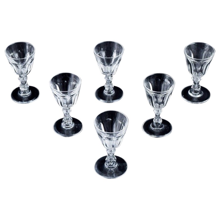Holmegaard, Denmark, set of six faceted-cut "Paul" schnapps glasses.  For Sale