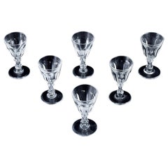 Holmegaard, Denmark, set of six faceted-cut "Paul" schnapps glasses. 