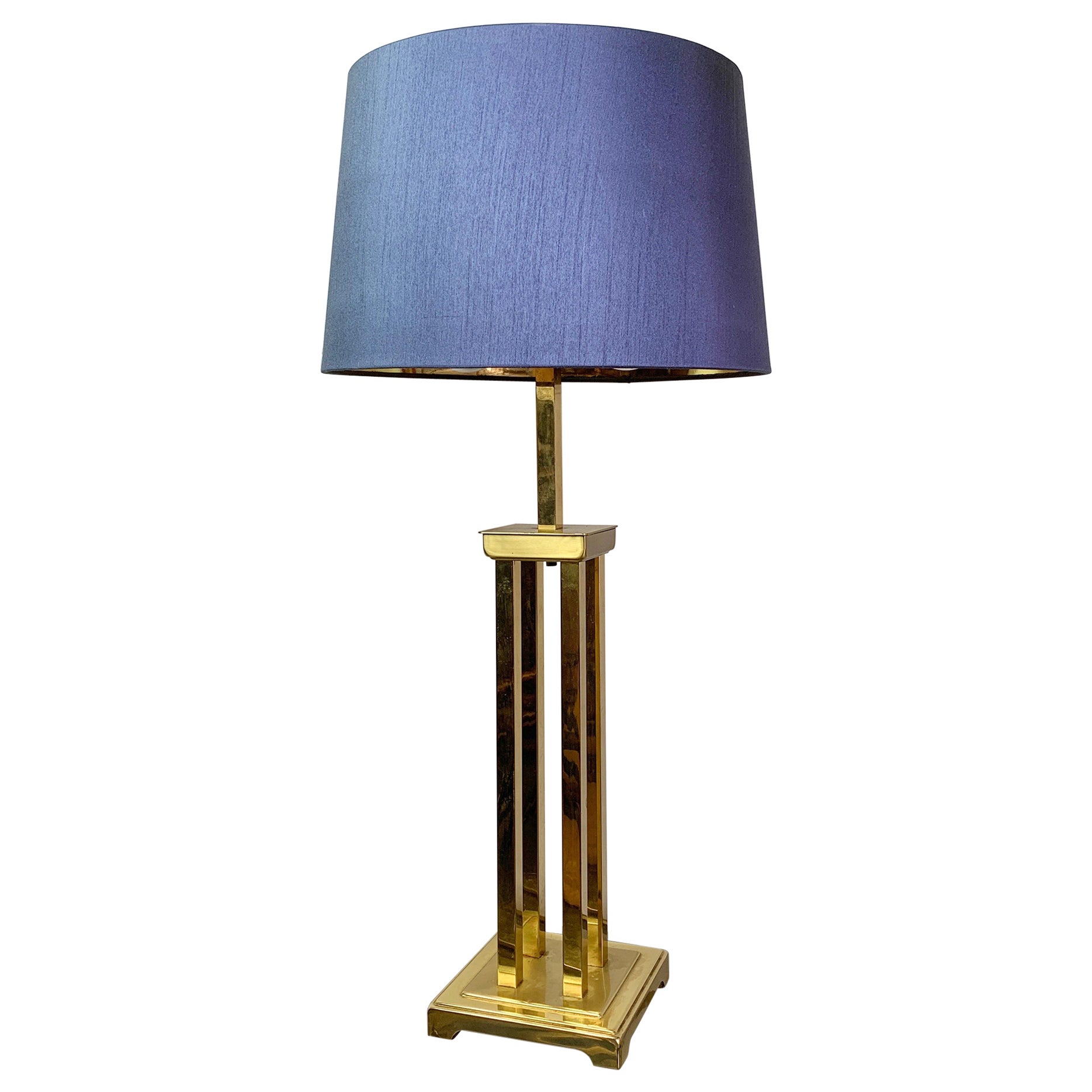 Romeo Rega Attributed Gold Brass Table Lamp, 1970s For Sale