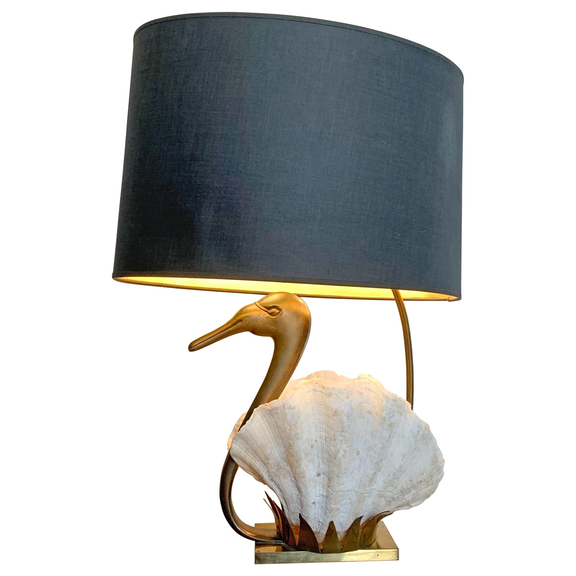 Willy Daro Swan Table Lamp White Gold , 1970s For Sale