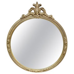 Antique French Provincial Round Giltwood Mirror, Circa 1920s