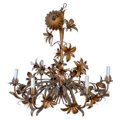 Antique Italian Tole Lilly Chandelier 